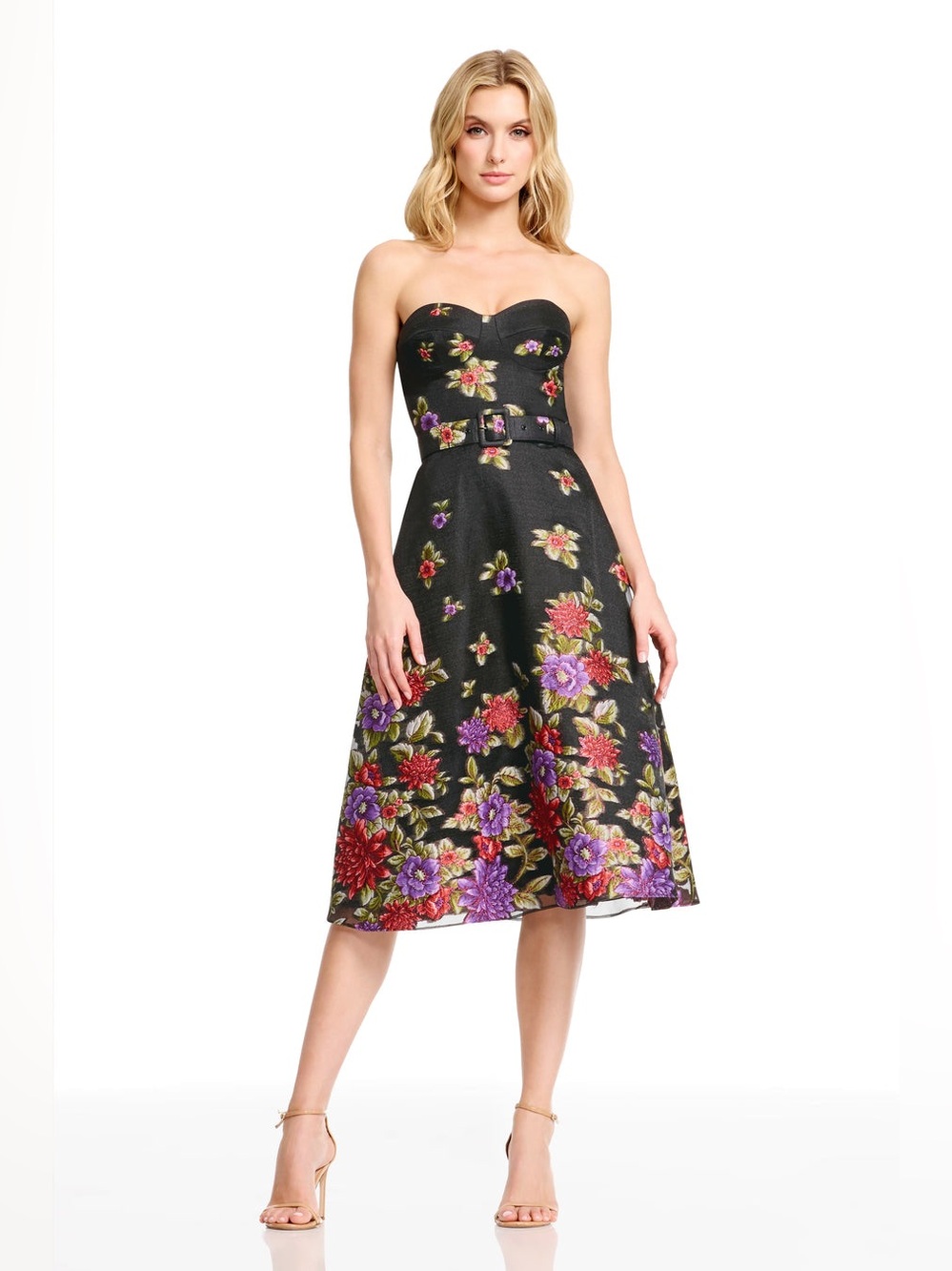 Dress The Population Carlita Belted Midi Dress